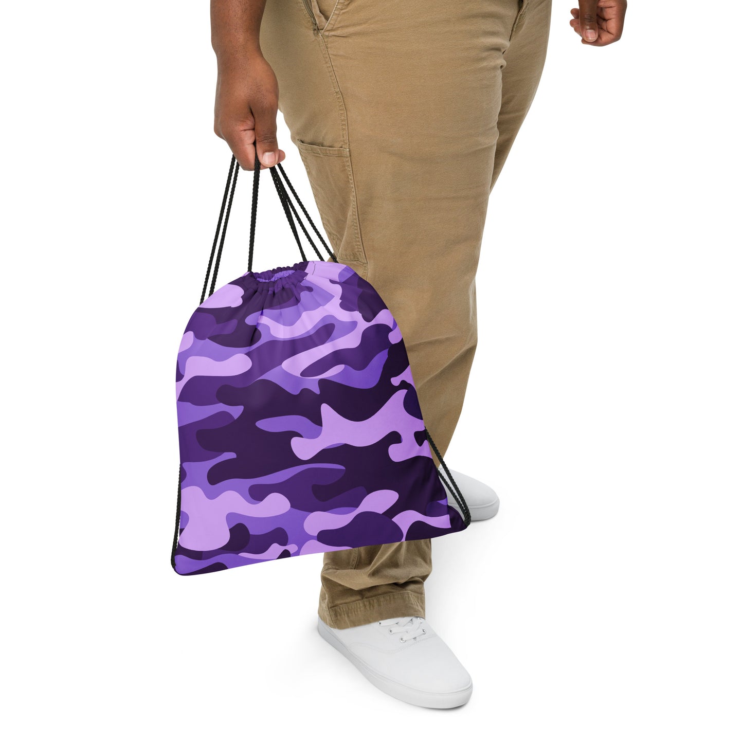 Drawstring Bag | Purple, Blue & Mauve Camouflage