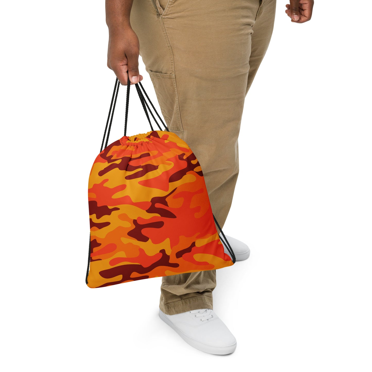 Drawstring Bag | Orange & Red Camouflage