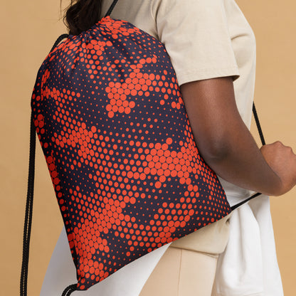 Drawstring Bag | Orange & Blue Digital Camouflage