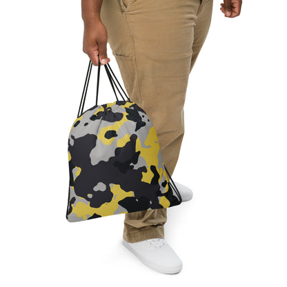 Drawstring Bag | Yellow, Black & Silver Camouflage