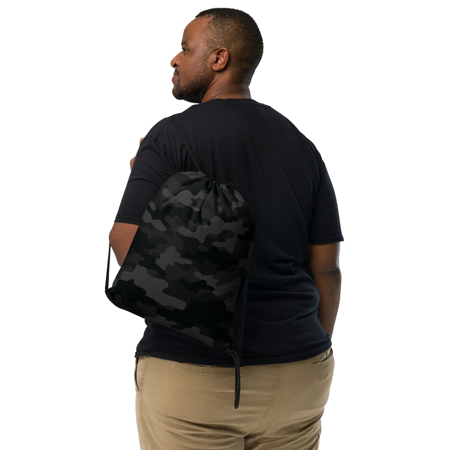 Drawstring Bag | Black Camouflage