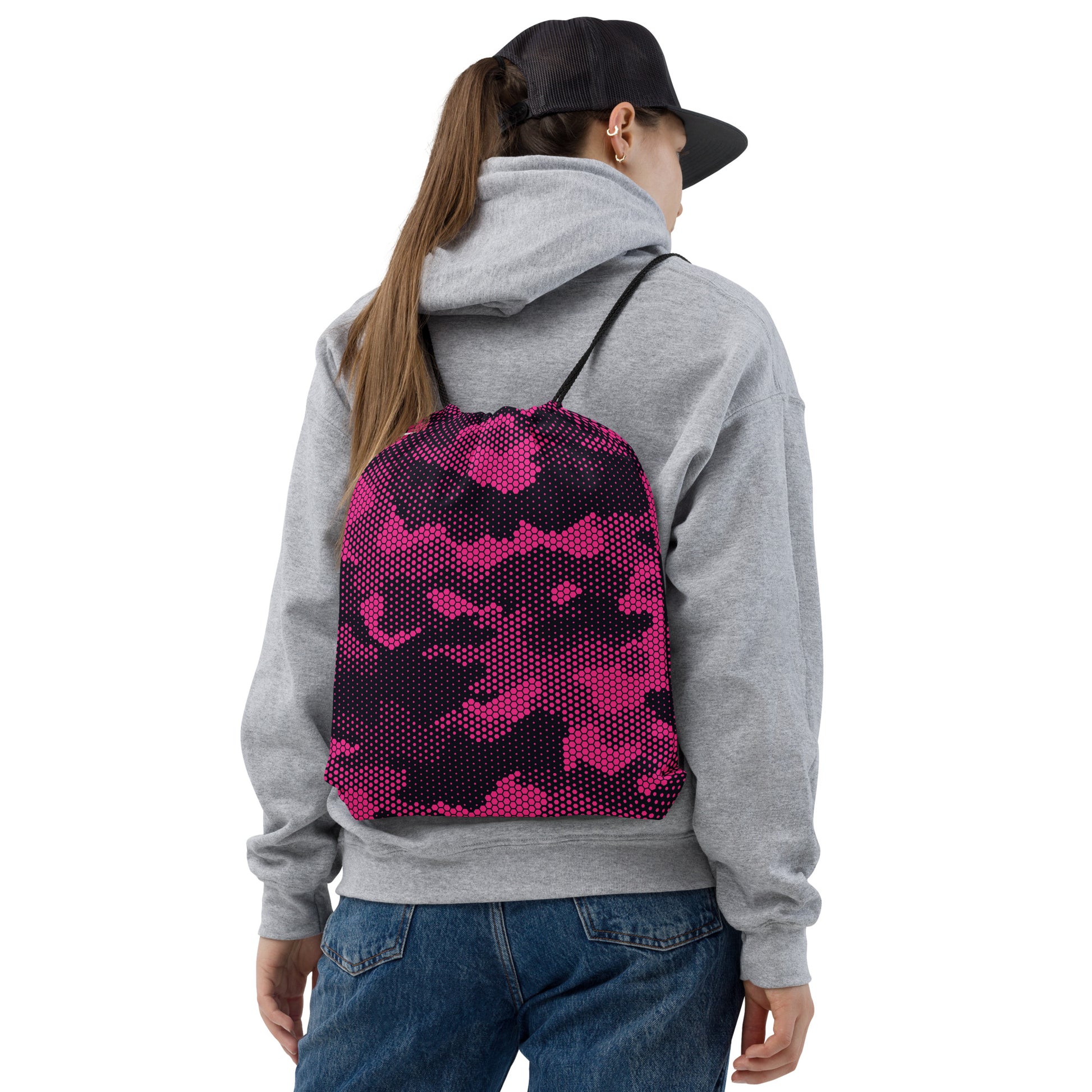 Drawstring Bag | Pink Digital Camouflage