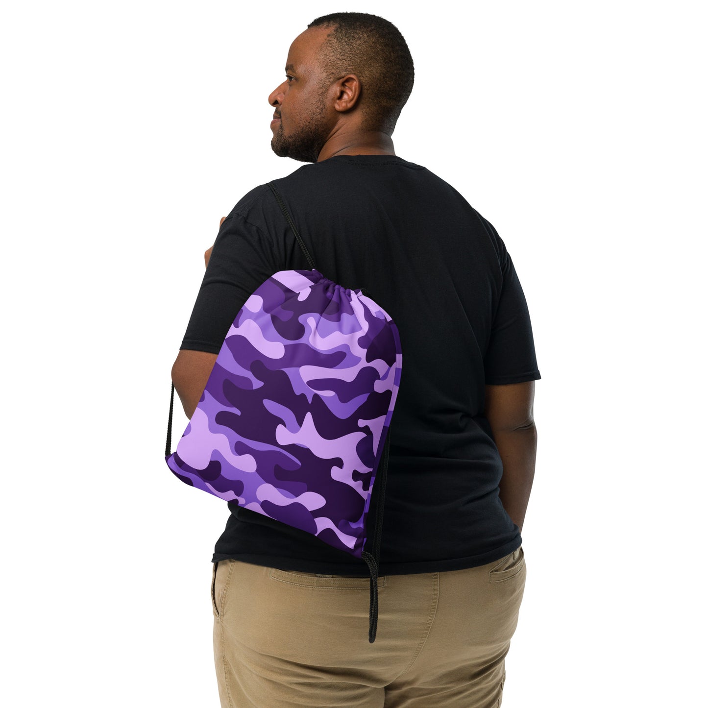 Drawstring Bag | Purple, Blue & Mauve Camouflage