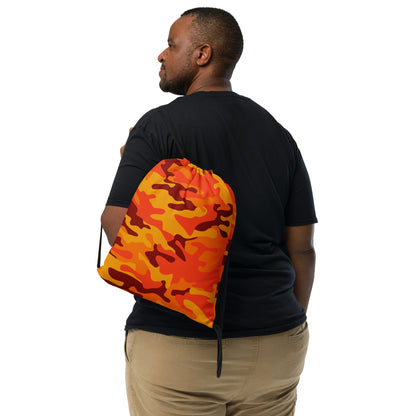 Drawstring Bag | Orange & Red Camouflage