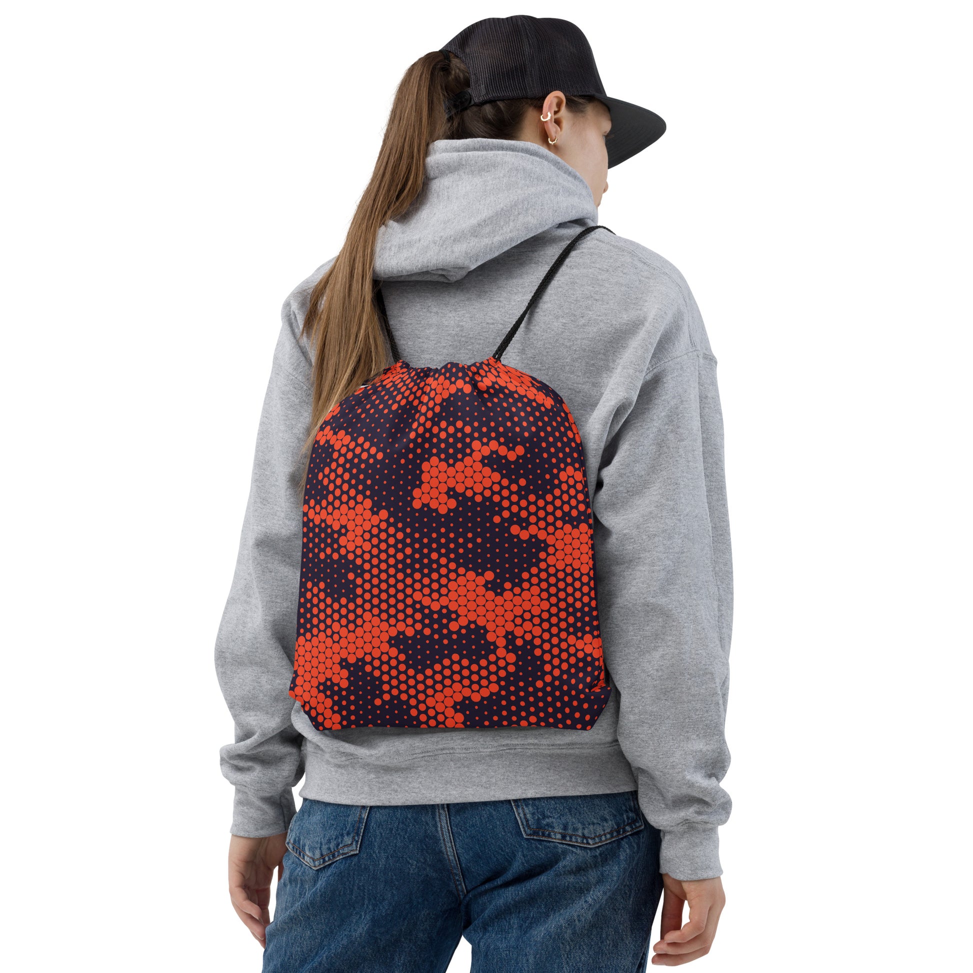 Drawstring Bag | Orange & Blue Digital Camouflage