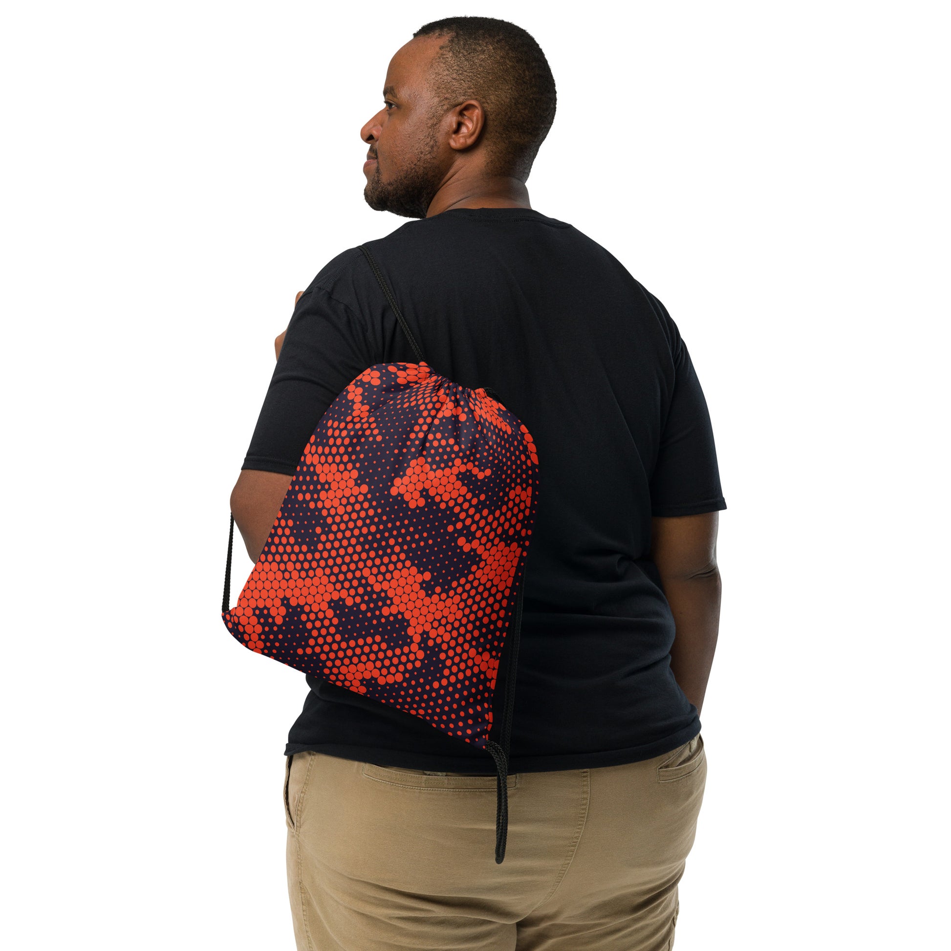 Drawstring Bag | Orange & Blue Digital Camouflage