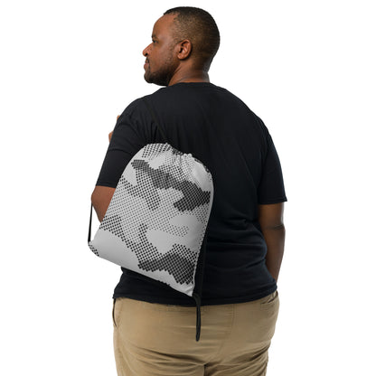 Drawstring Bag | Black & White Digital Camouflage