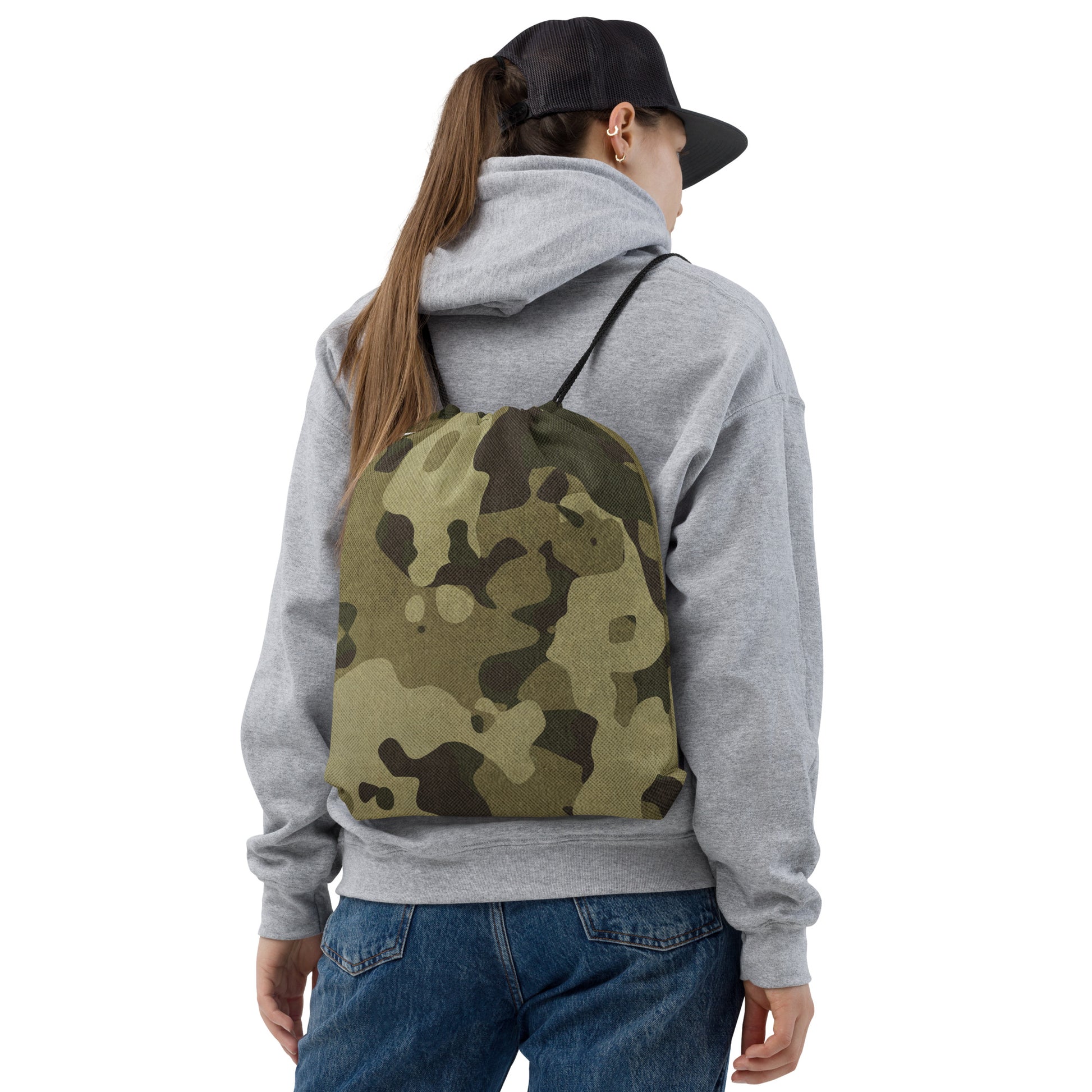 Drawstring Bag | Green Fabric Camouflage