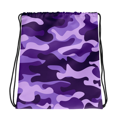 Drawstring Bag | Purple, Blue & Mauve Camouflage