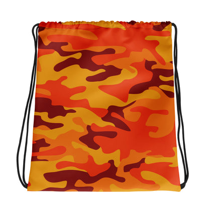 Drawstring Bag | Orange & Red Camouflage