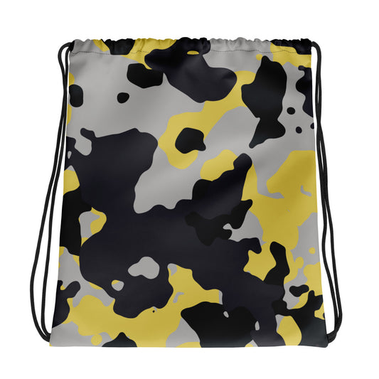 Drawstring Bag | Yellow, Black & Silver Camouflage