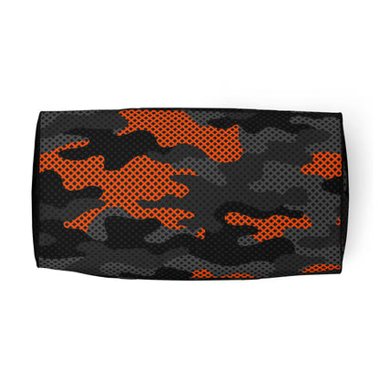 Camo Duffle Bag | Black & Orange Pixel Camouflage