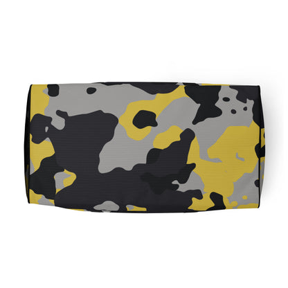 Camo Duffle Bag | Yellow, Black, and Silver Camouflage