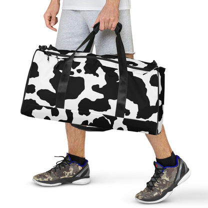 Camo Duffle Bag | Black & White Cow Camouflage