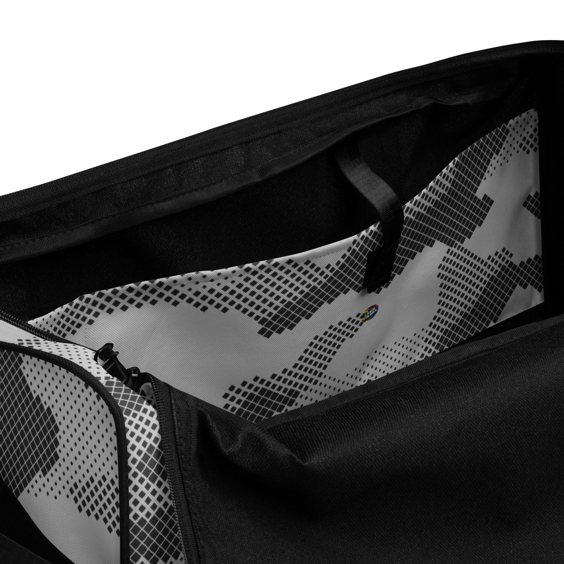 Camo Duffle Bag | Black & White Digital Camouflage