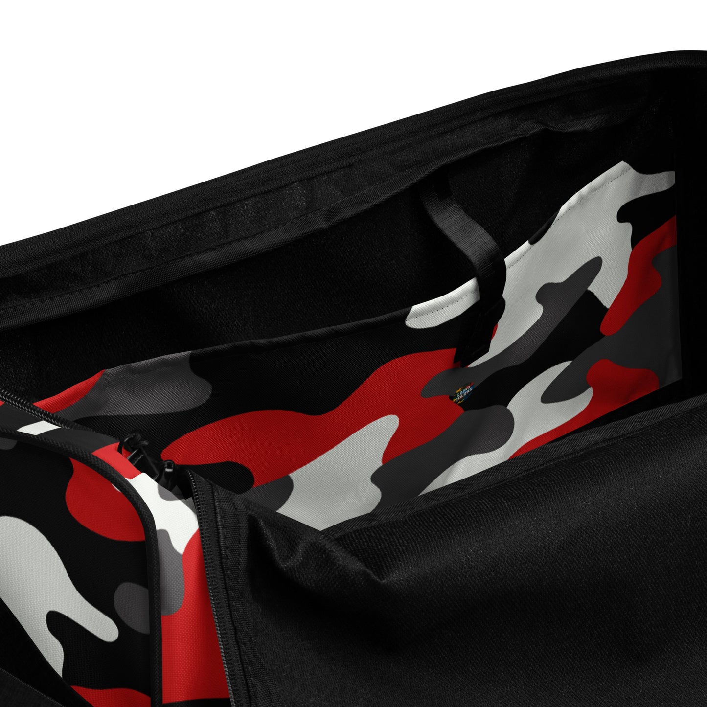 Camo Duffle Bag | Red, Black & White Camouflage