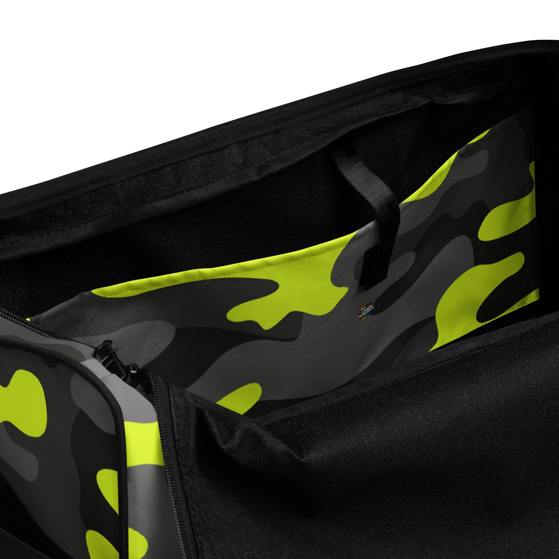 Camo Duffle Bag | Black, Gray & Yellow Camouflage