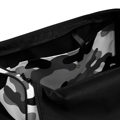 Camo Duffle Bag | Black, White & Gray Camouflage