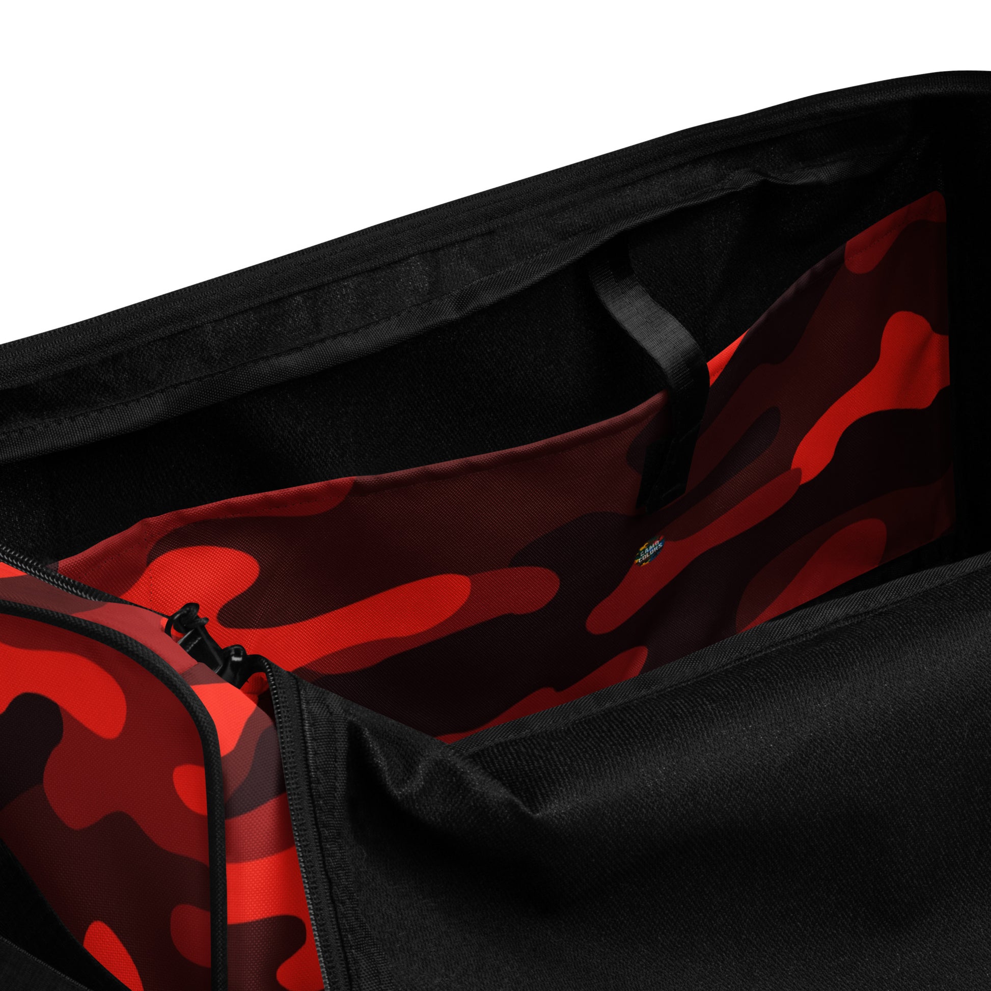 Camo Duffle Bag | Scarlet Red & Black Camouflage