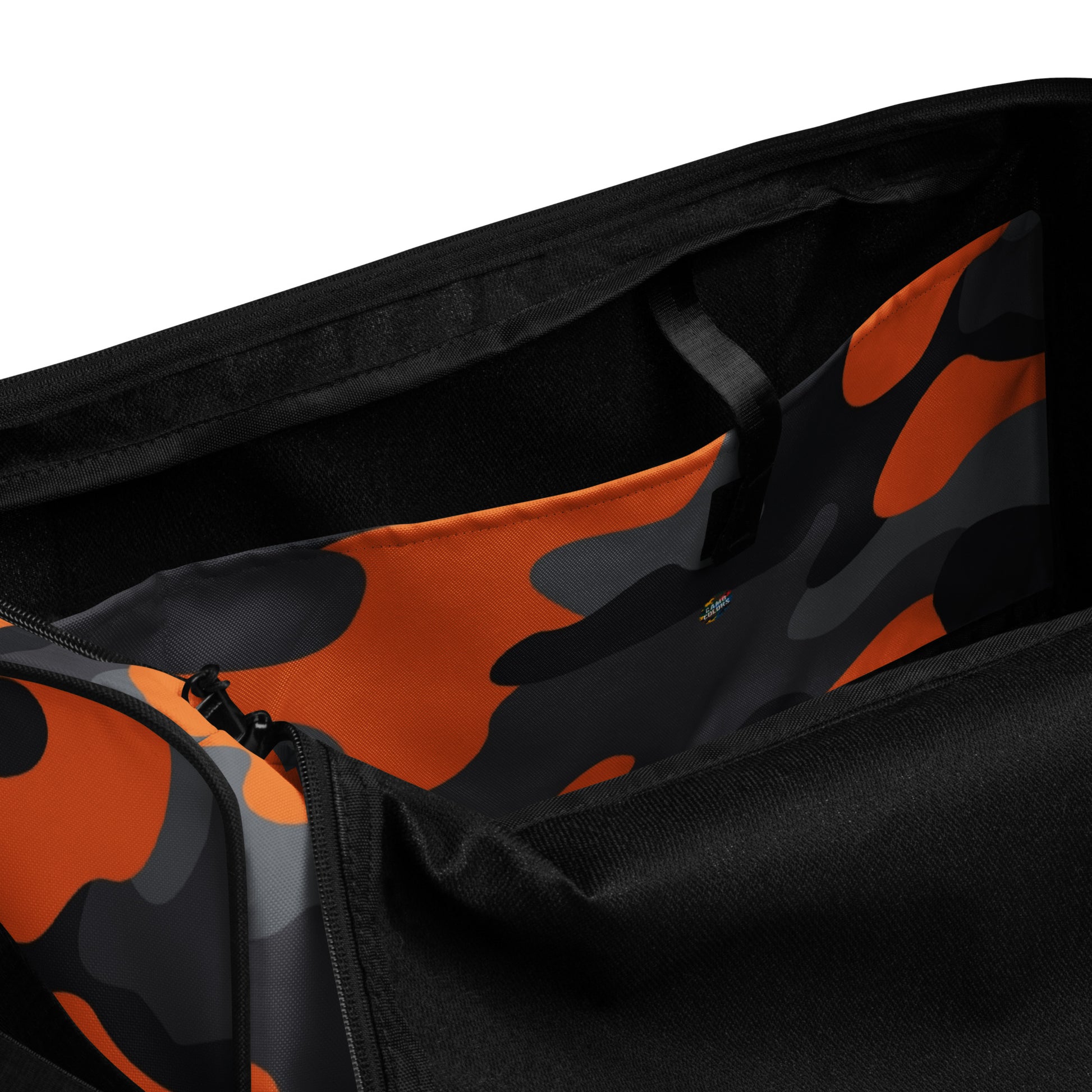 Camo Duffle Bag | Orange, Gray & Black Camouflage