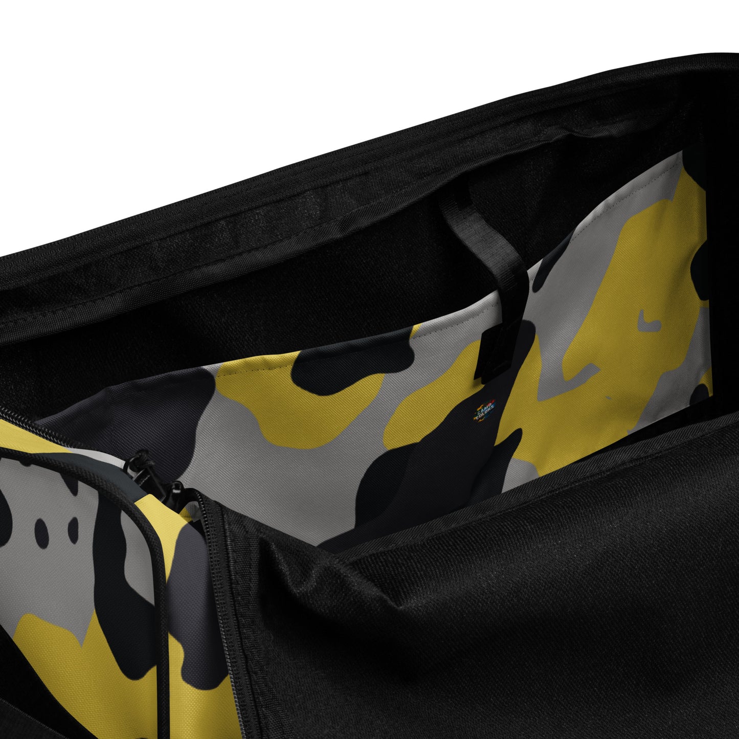 Camo Duffle Bag | Yellow, Black, and Silver Camouflage