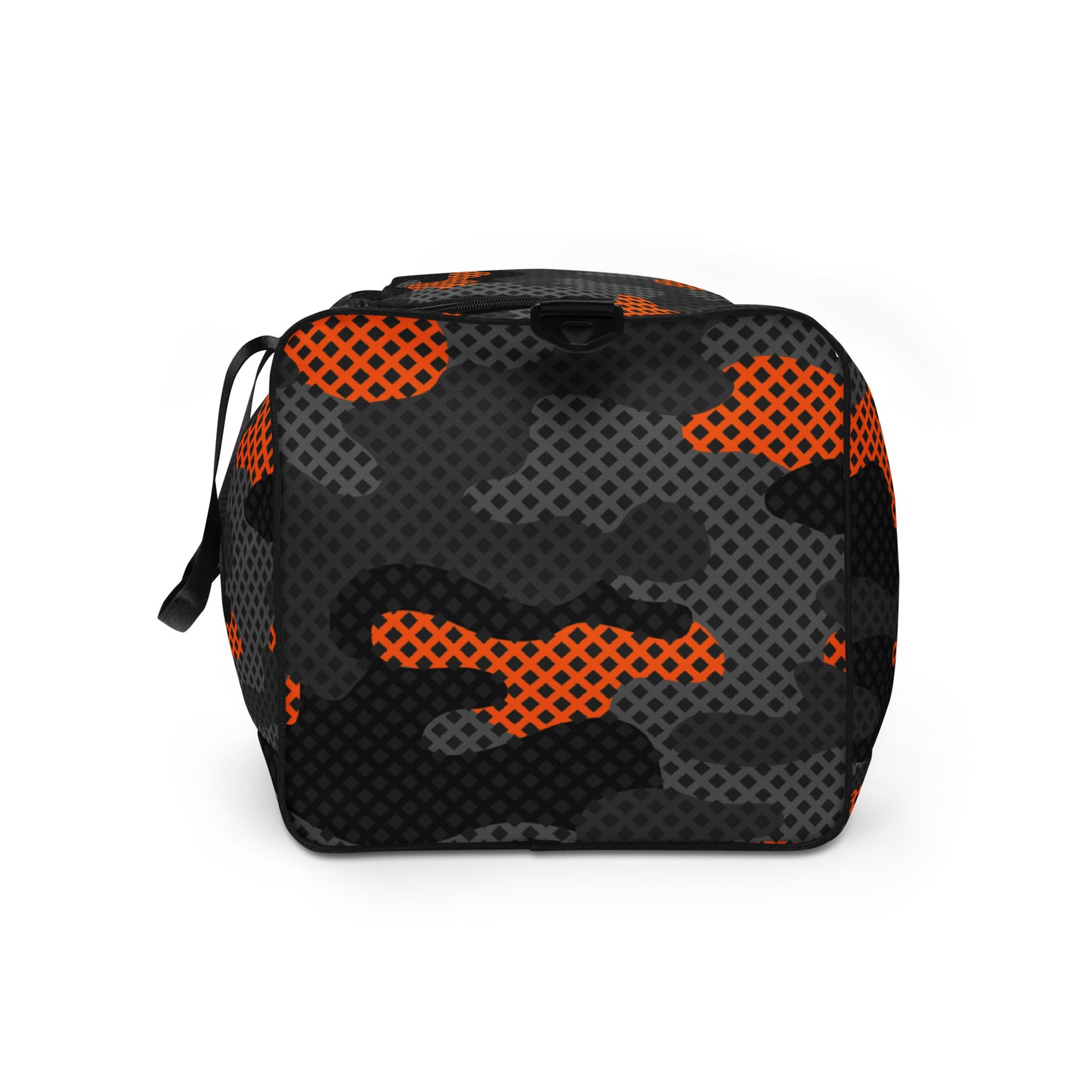 Camo Duffle Bag | Black & Orange Pixel Camouflage