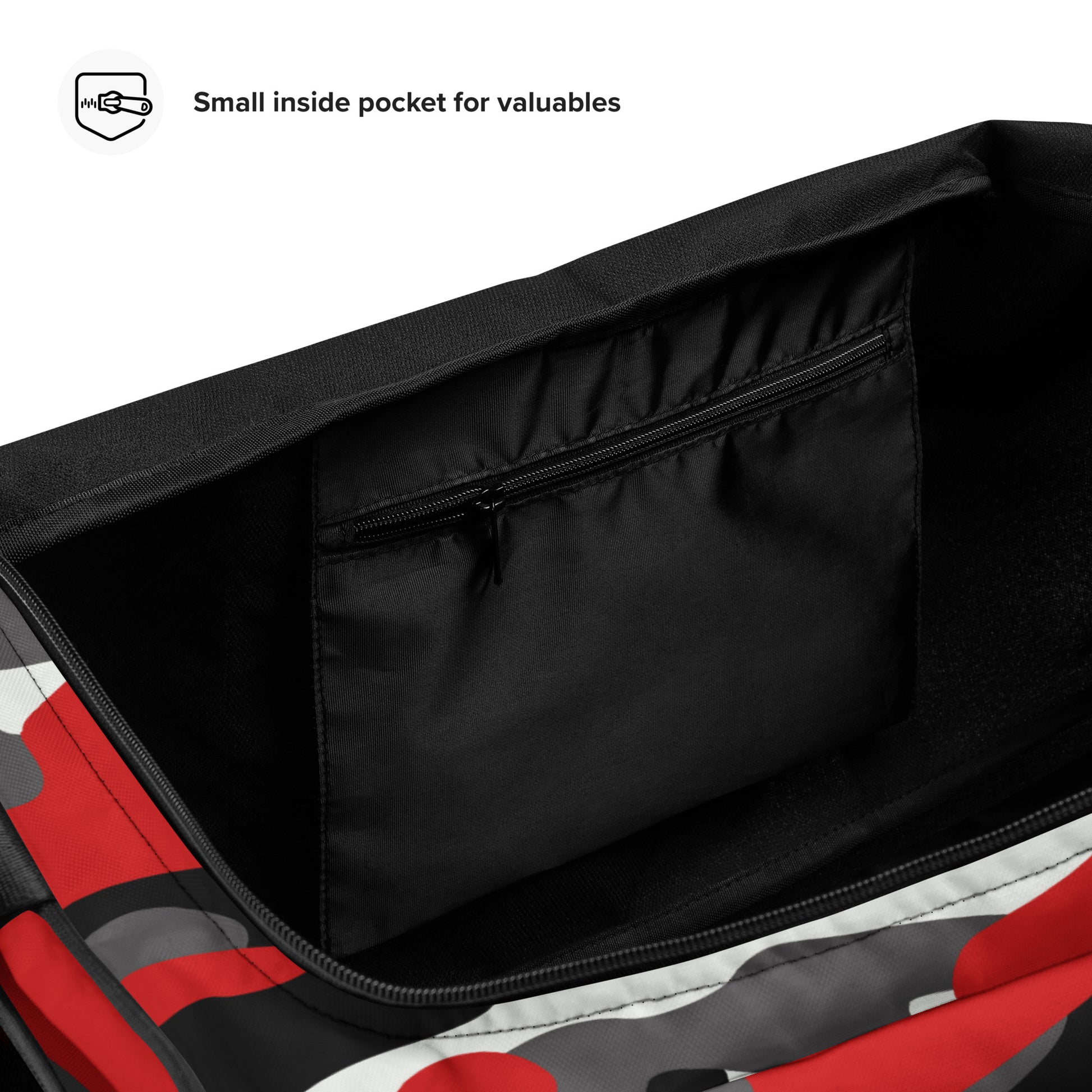 Camo Duffle Bag | Red, Black & White Camouflage