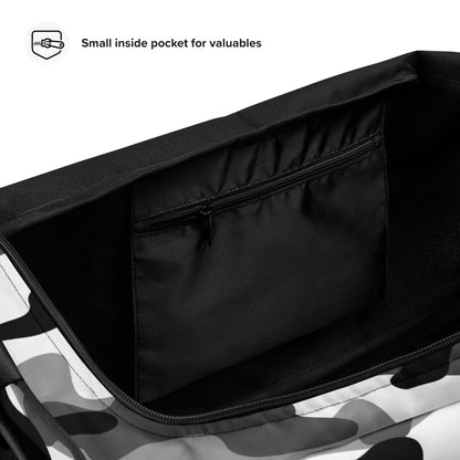 Camo Duffle Bag | Black, White & Gray Camouflage