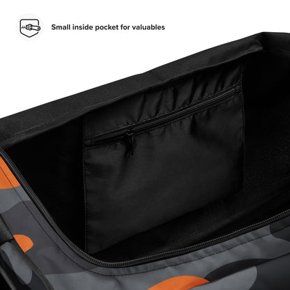 Camo Duffle Bag | Orange, Gray & Black Camouflage