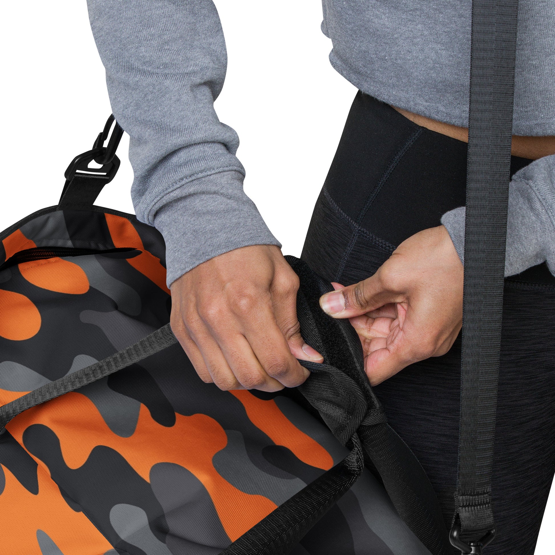 Camo Duffle Bag | Orange, Gray & Black Camouflage