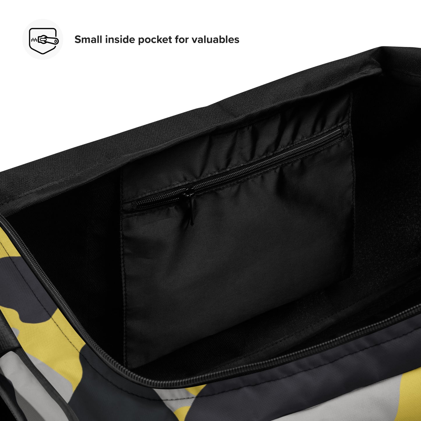 Camo Duffle Bag | Yellow, Black, and Silver Camouflage