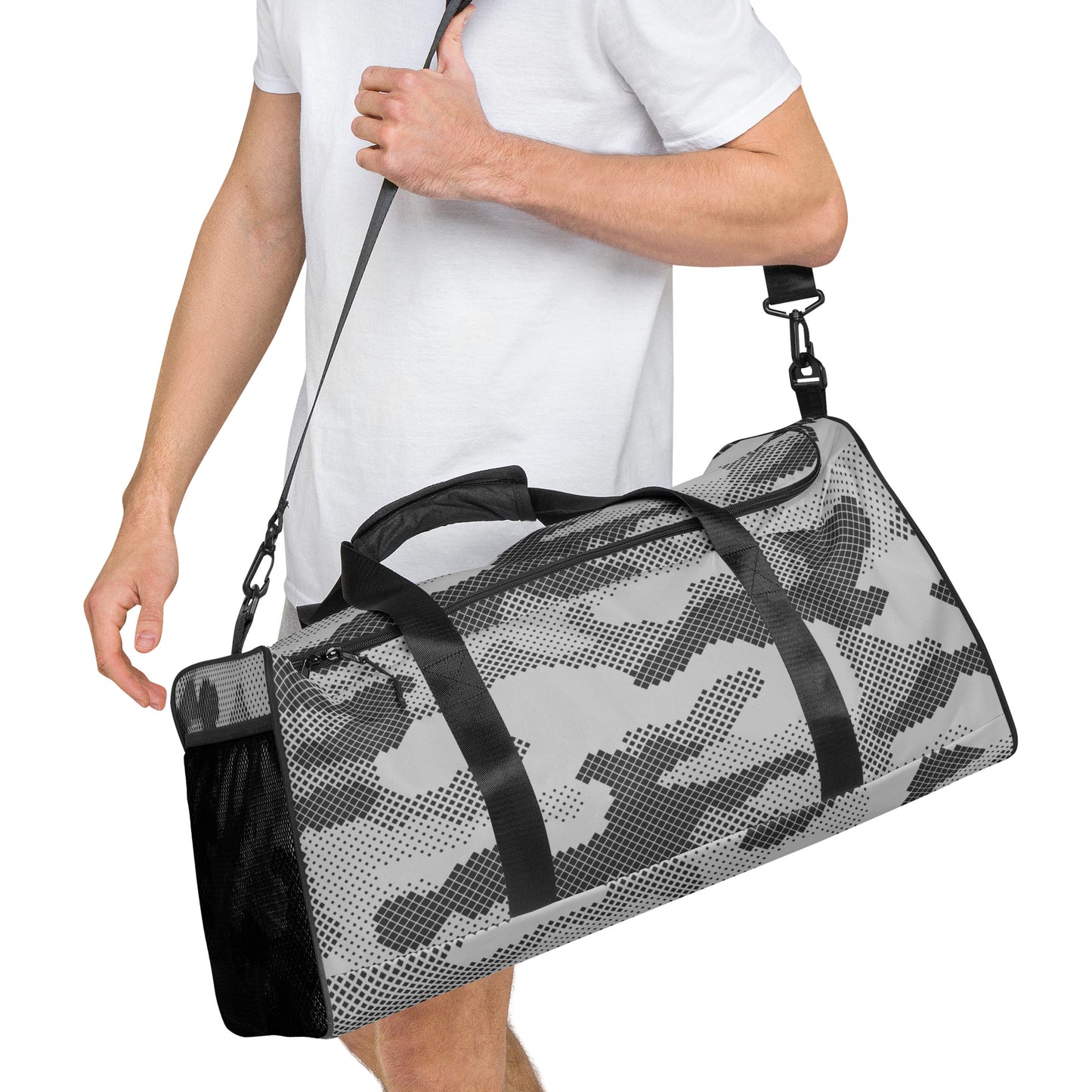 Camo Duffle Bag | Black & White Digital Camouflage