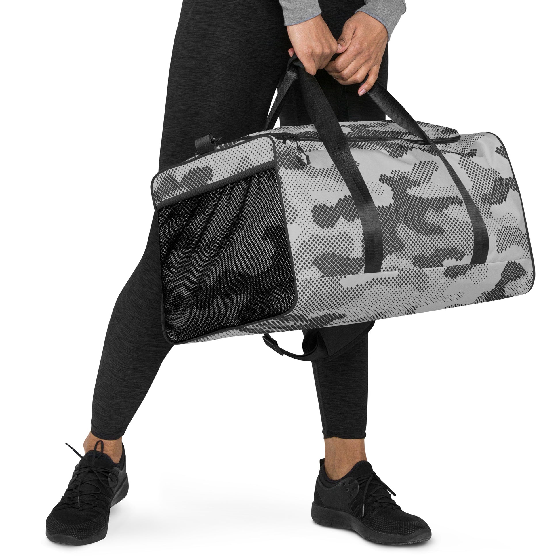 Camo Duffle Bag | Black & White Digital Camouflage