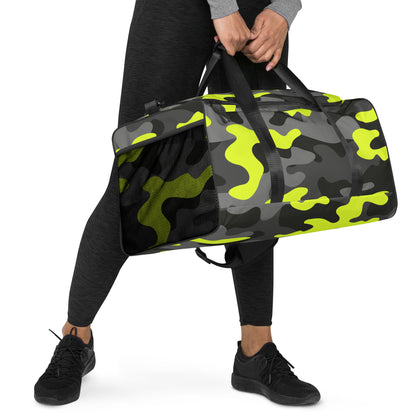 Camo Duffle Bag | Black, Gray & Yellow Camouflage