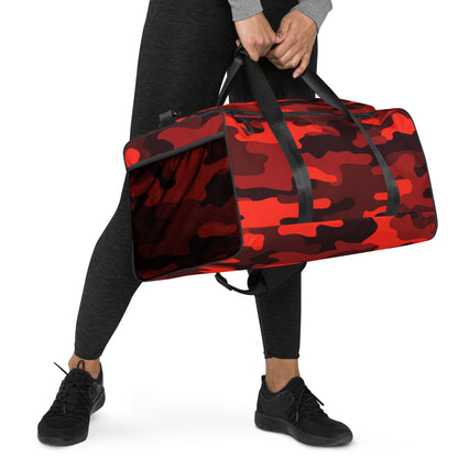 Camo Duffle Bag | Scarlet Red & Black Camouflage