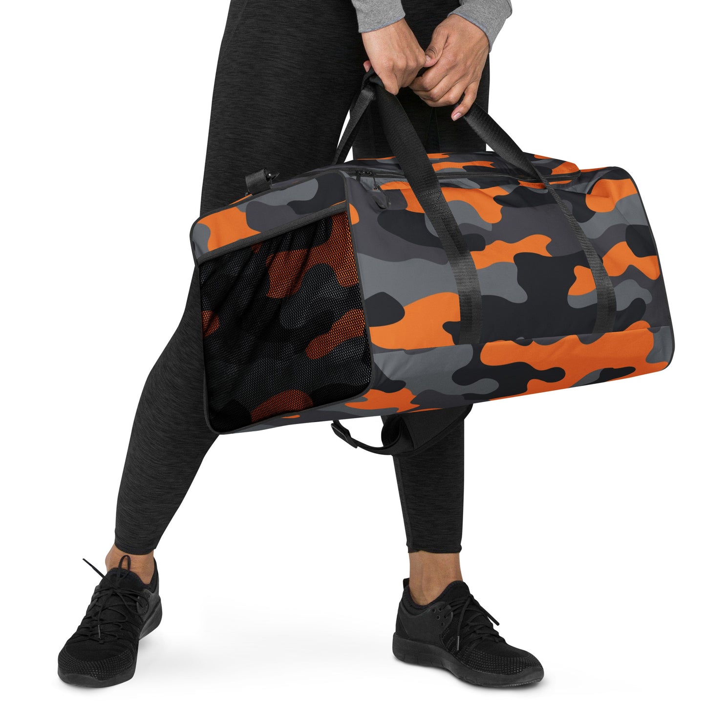 Camo Duffle Bag | Orange, Gray & Black Camouflage