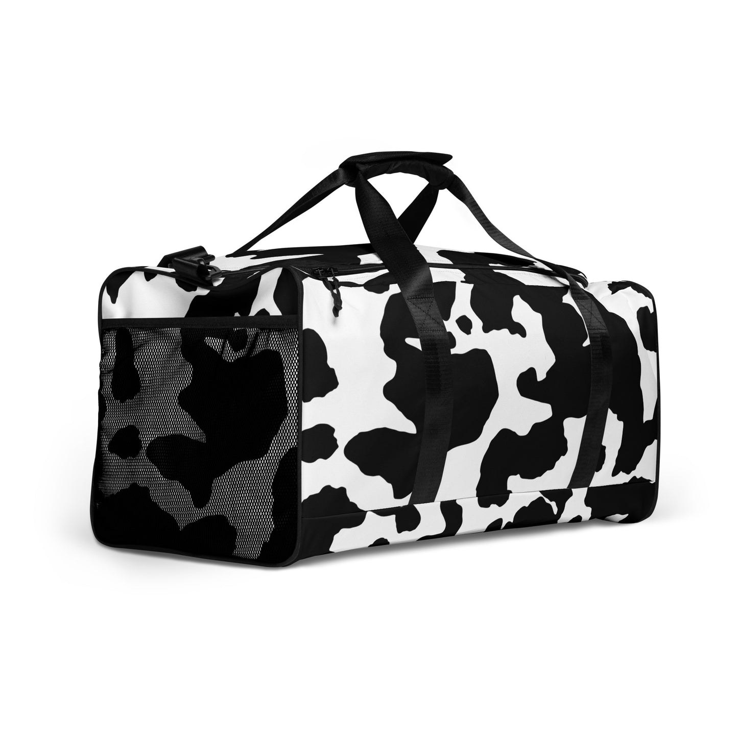 Camo Duffle Bag | Black & White Cow Camouflage