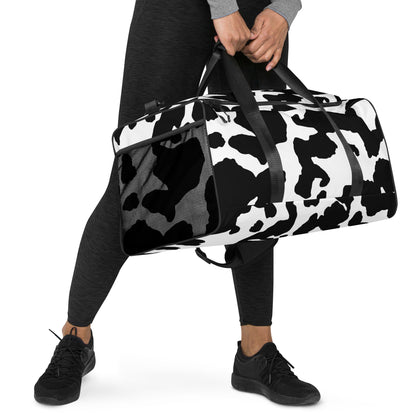 Camo Duffle Bag | Black & White Cow Camouflage