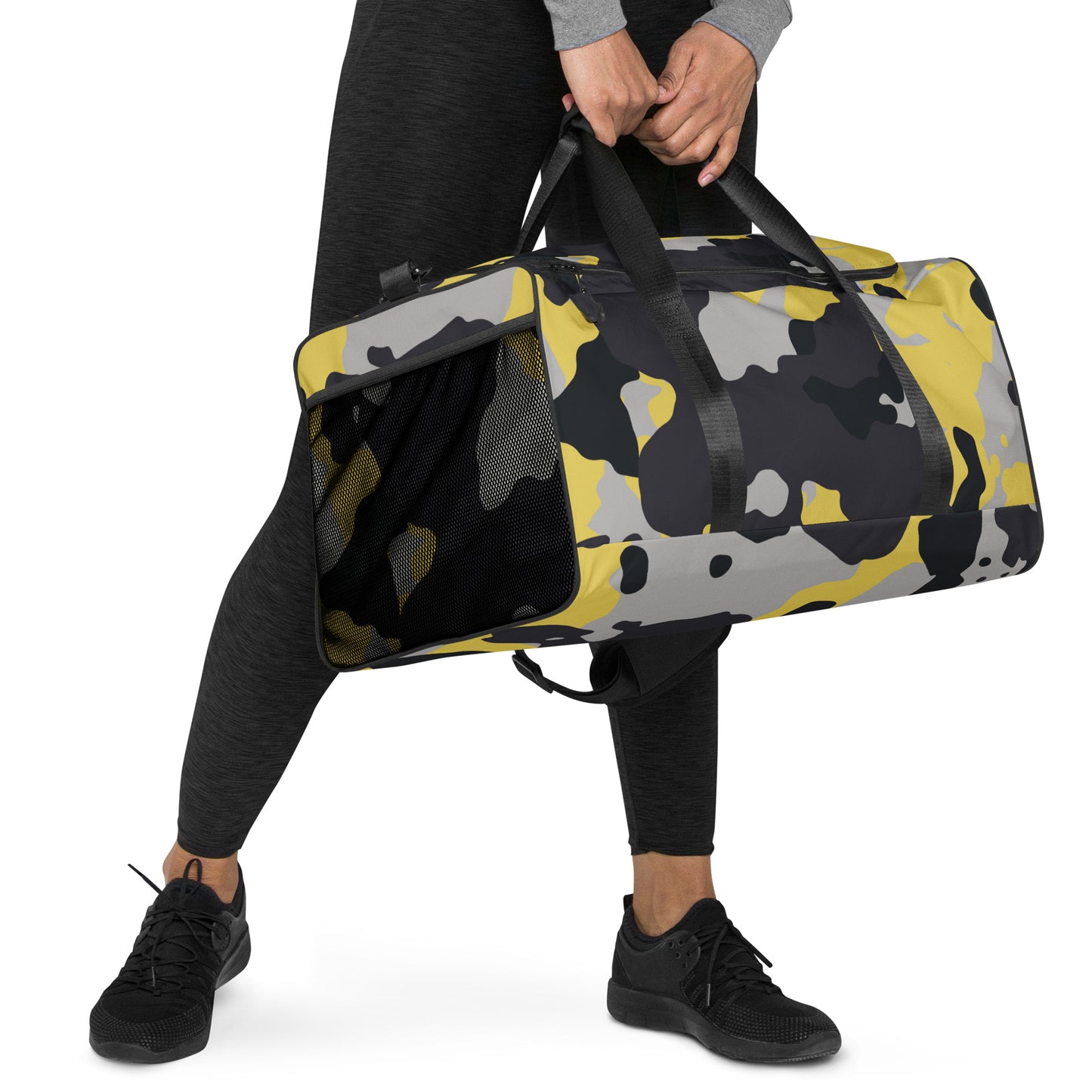 Camo Duffle Bag | Yellow, Black, and Silver Camouflage