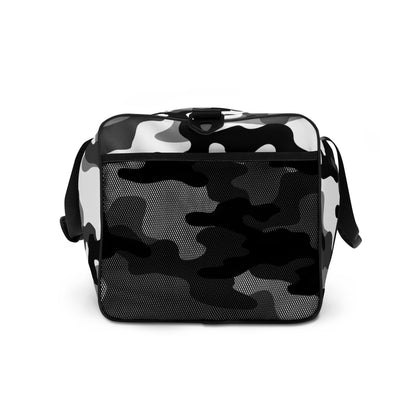 Camo Duffle Bag | Black, White & Gray Camouflage