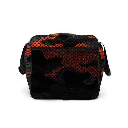 Camo Duffle Bag | Black & Orange Pixel Camouflage