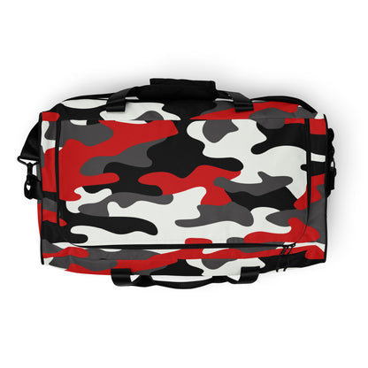 Camo Duffle Bag | Red, Black & White Camouflage