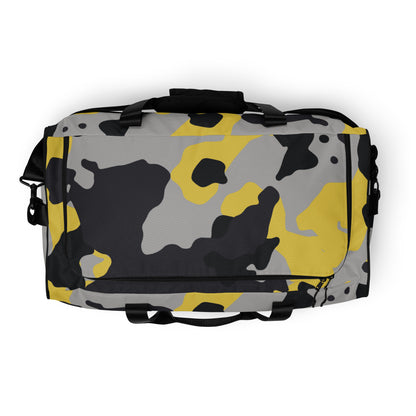 Camo Duffle Bag | Yellow, Black, and Silver Camouflage