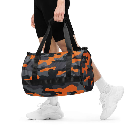 Camo Gym Bag | Orange, Black & Gray Camouflage