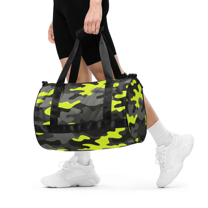 Camo Gym Bag | Black, Gray & Yellow Camouflage