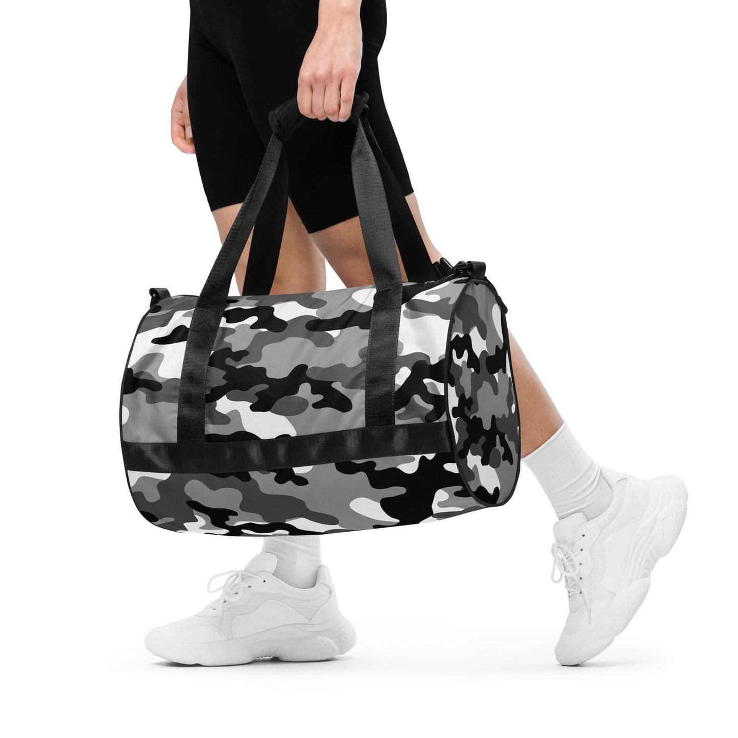 Camo Gym Bag | Black, White & Gray Camouflage