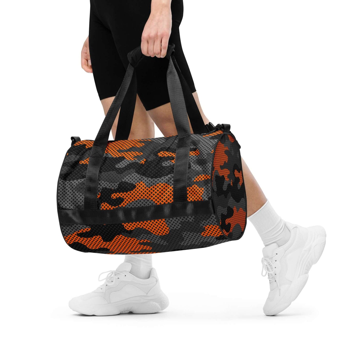 Camo Gym Bag | Black Orange Pixel Camouflage