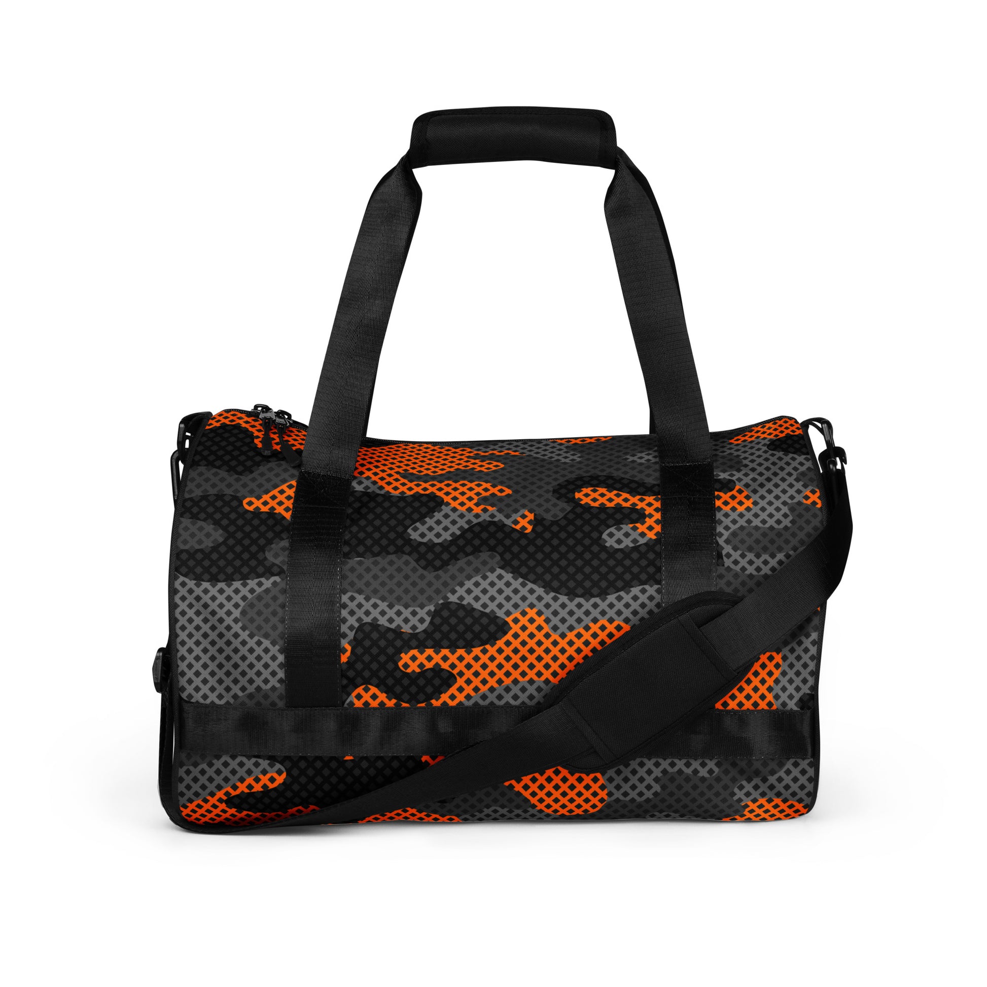 Camo Gym Bag | Black Orange Pixel Camouflage