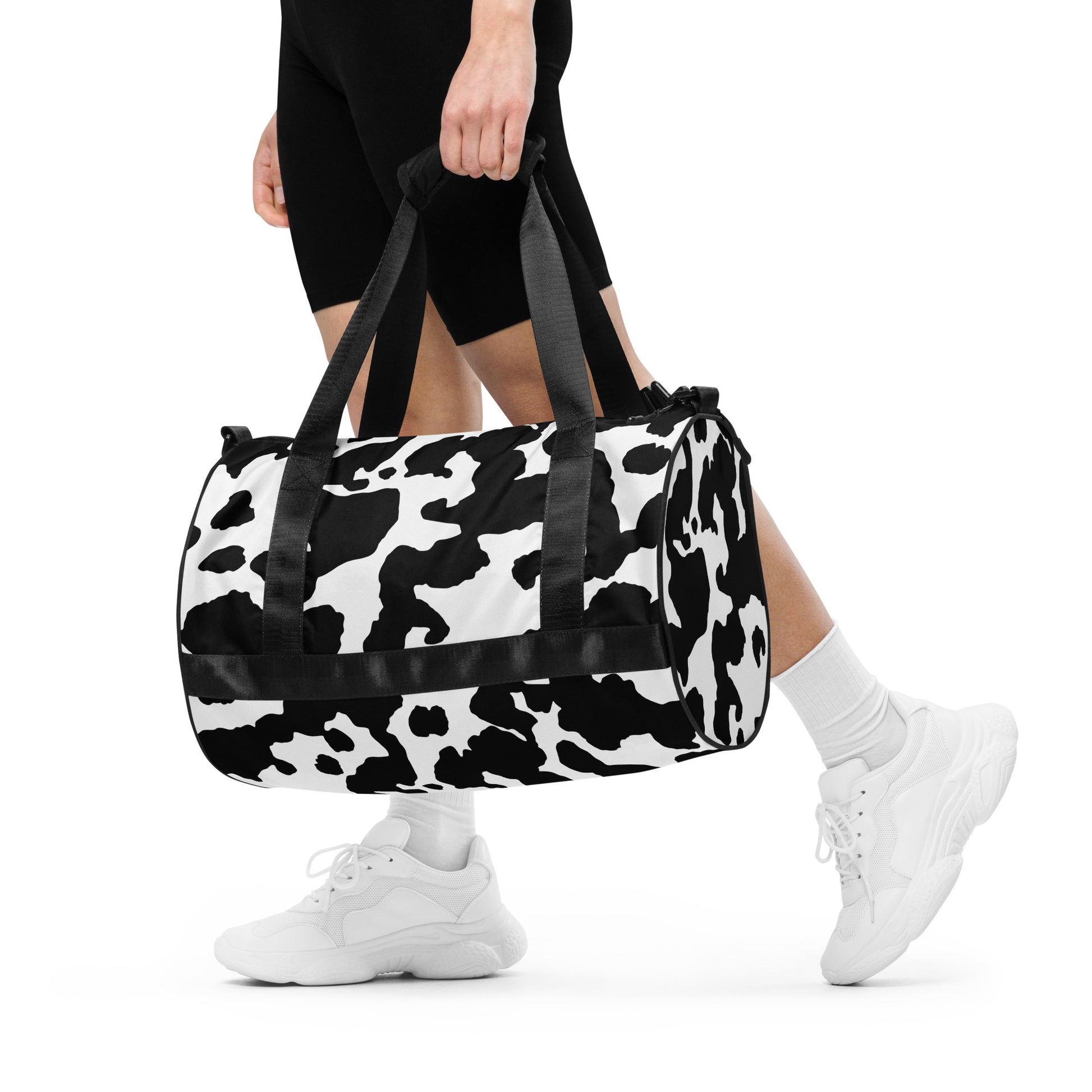 Camo Gym Bag | Black & White Cow Camouflage