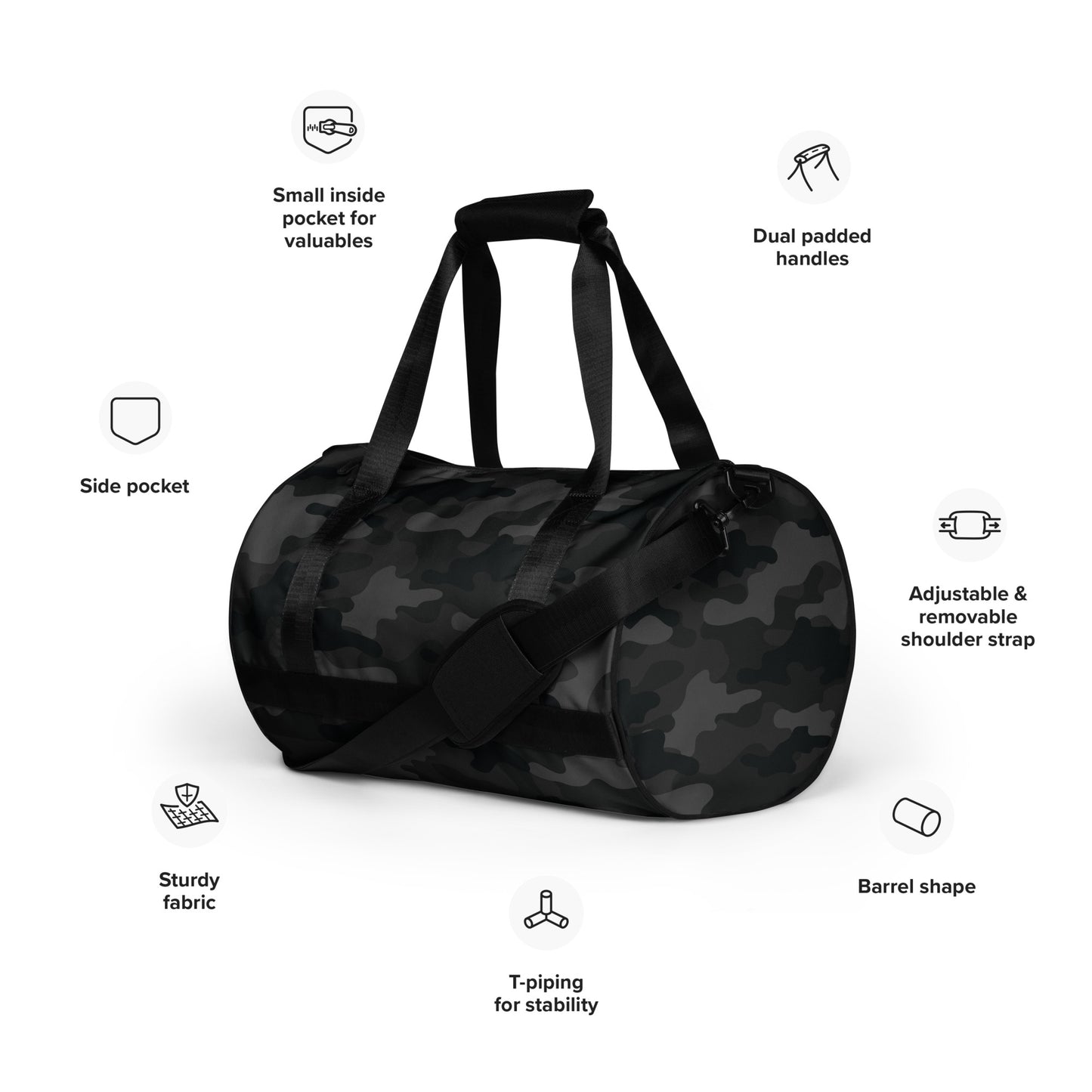 Camo Gym Bag | Black Camouflage